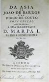 TRAVEL  BARROS, JOÃO DE; and COUTO, DIOGO DA. Da Asia.  24 vols.  1778-88